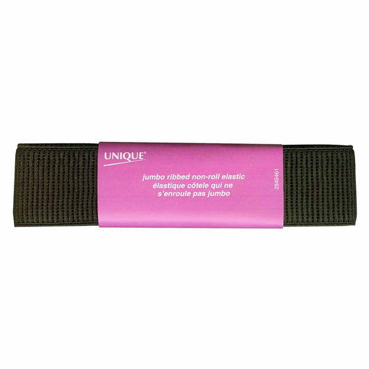 UNIQUE Jumbo Ribbed Elastic – 38mm x 1.2m – Black