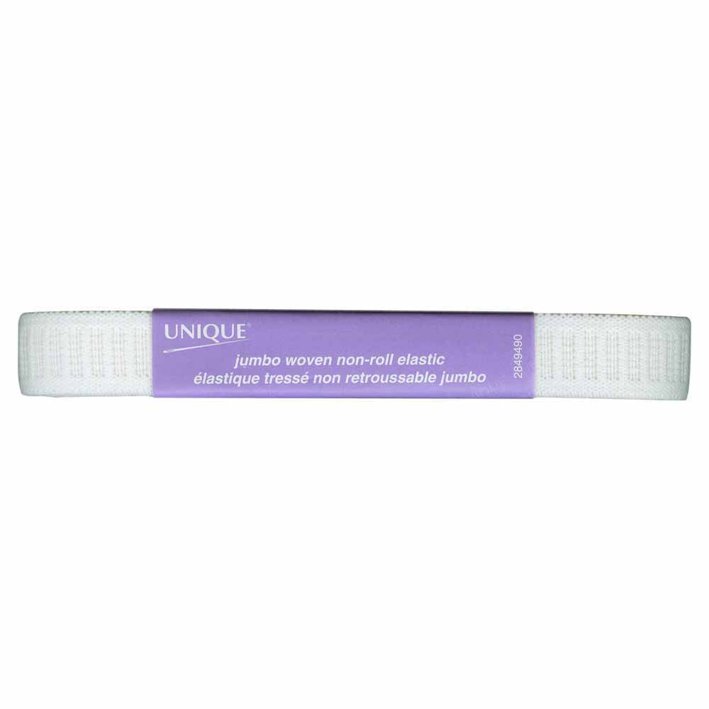 UNIQUE Jumbo Woven Non‑Roll Elastic – 19 mm × 2.30 m – White