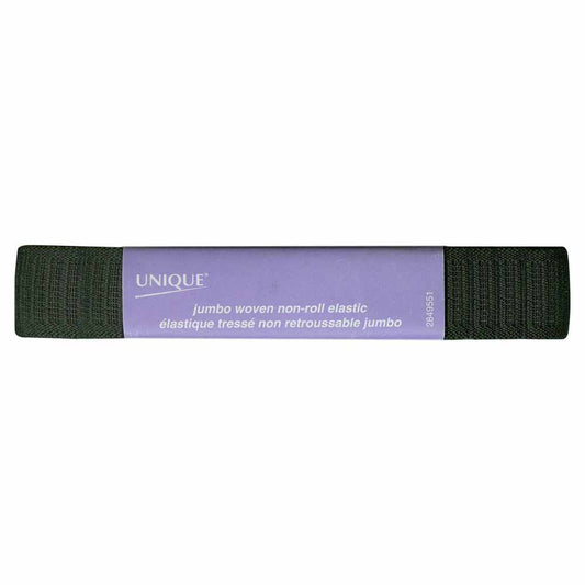 UNIQUE Jumbo Woven Non‑Roll Elastic – 25mm x 1.75m – Black