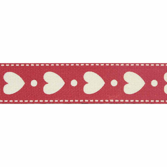 ELAN Cotton Trim 15mm x 5m - Red Hearts