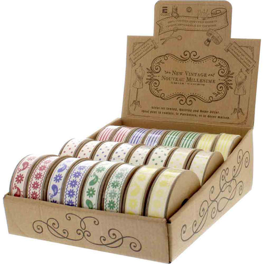 ELAN New Vintage Brights Cotton Ribbon Display - 24 pcs