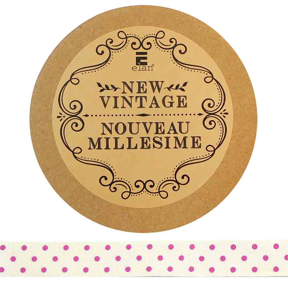 ELAN Cotton Ribbon - Dots - 15mm x 5m ( 5/8" x 5 1/2") - Pink