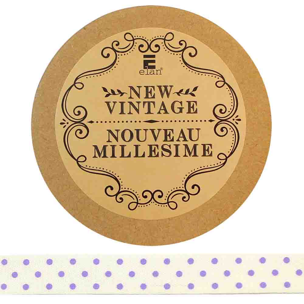 ELAN Cotton Ribbon - Dots - 15mm x 5m ( 5/8" x 5 1/2") - Lavender