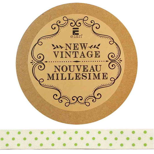 ELAN Cotton Ribbon - Dots - 15mm x 5m ( 5/8" x 5 1/2") - Lime
