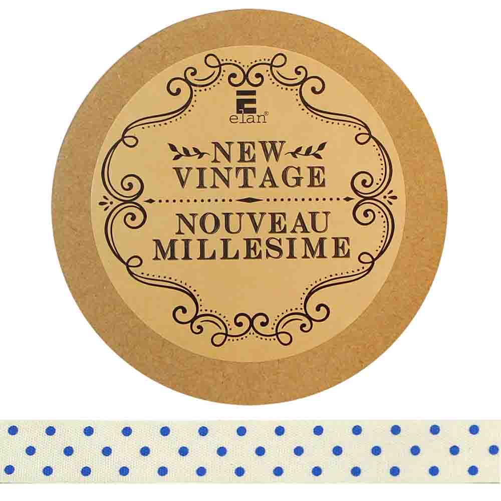 ELAN Cotton Ribbon - Dots - 15mm x 5m ( 5/8" x 5 1/2") - Light Blue