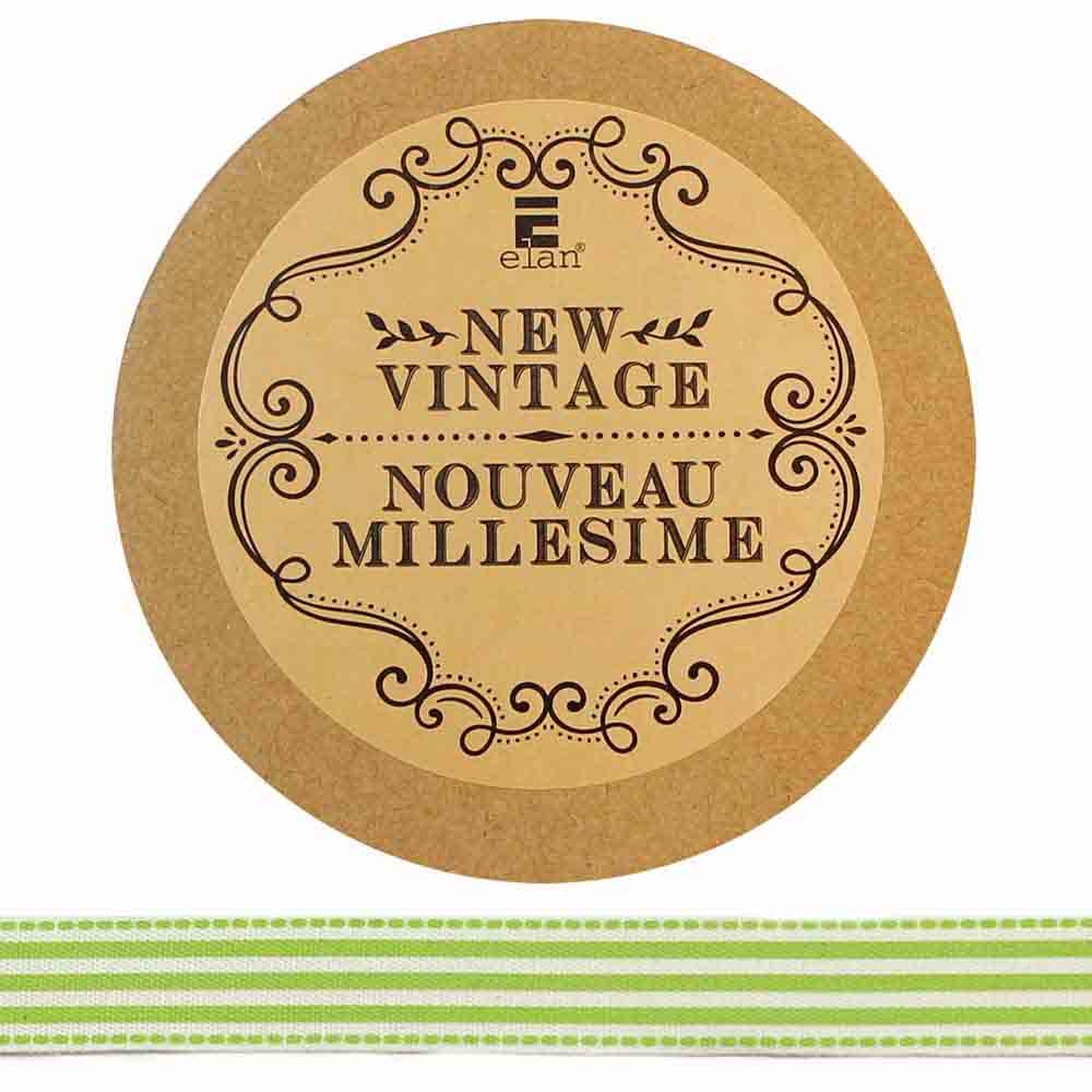 ELAN Cotton Ribbon - Stripes - 15mm x 5m ( 5/8" x 5 1/2") - Lime