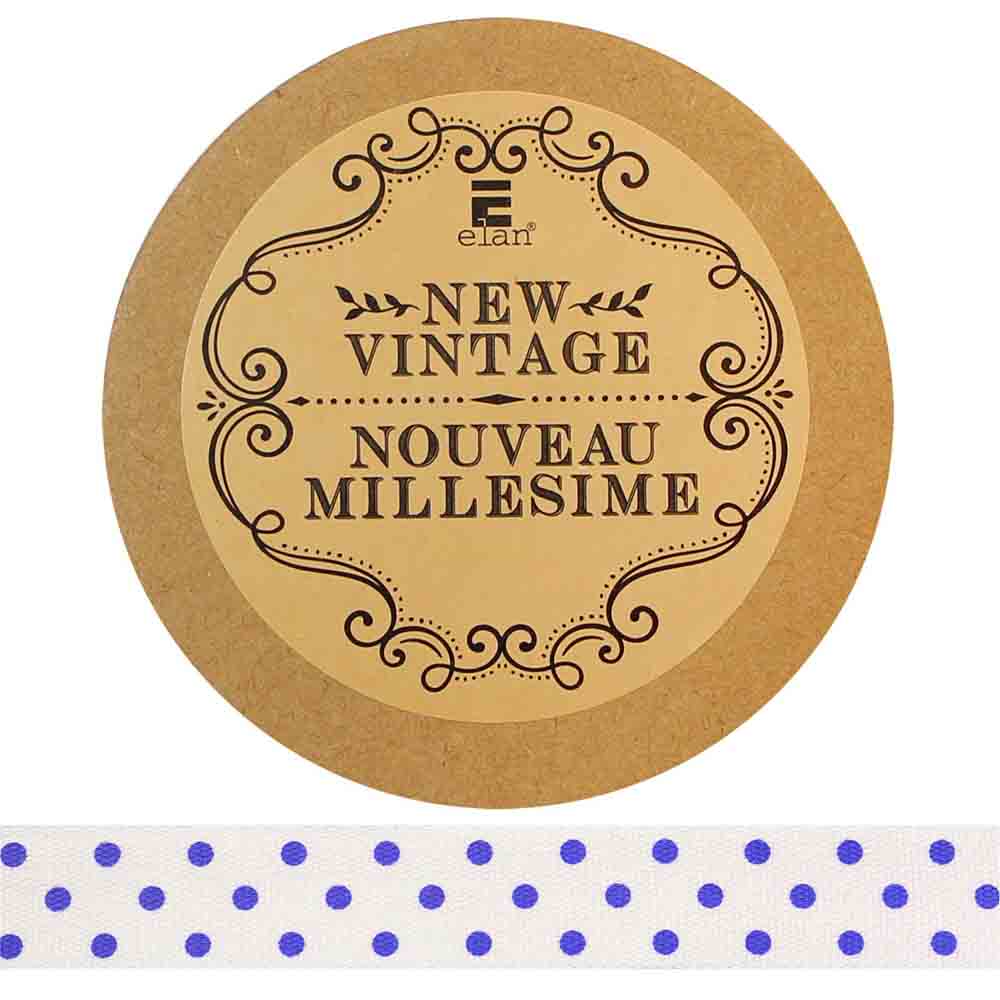 ELAN Cotton Ribbon - Dots - 15mm x 5m - Marine Blue