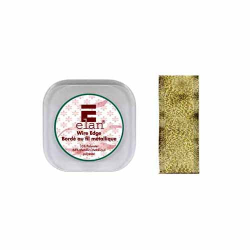 ELAN Wire Edge Ribbon 32mm x 5m - Gold with Gold Edges