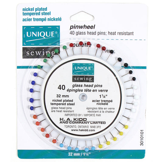 UNIQUE Glasshead Pins – Pinwheel, 32 mm (1 1/4 in), 40‑Pack