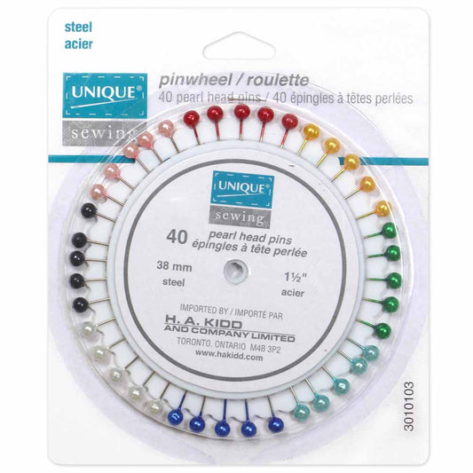 UNIQUE Pearlhead Pins – Pinwheel, 38 mm (1 1/2 in), 40‑Pack