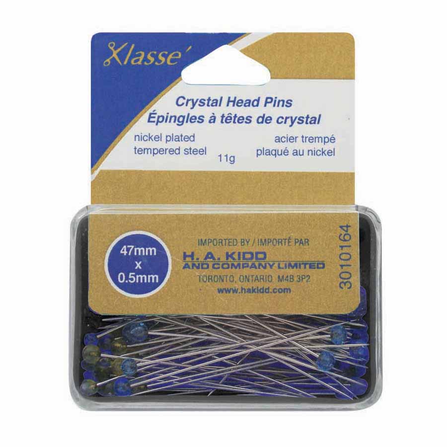 KLASSE Crystal Head Pins Heat Resistant 47 mm Blue/Yellow 100 Pack