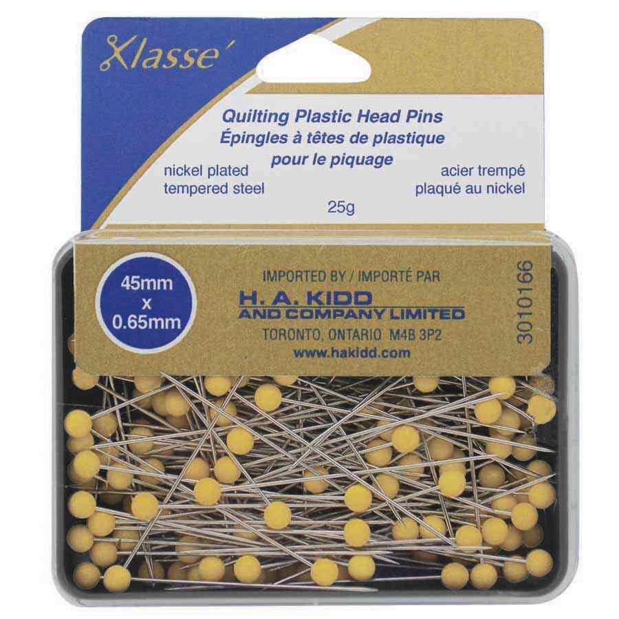 KLASSE Quilting Plastic Head Pins Yellow 45 mm 165 Pack