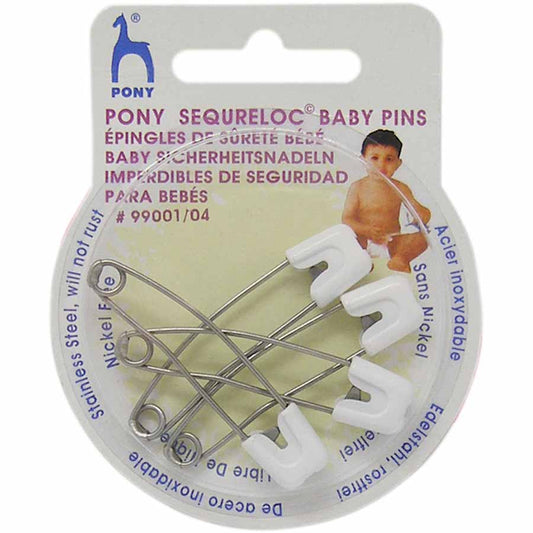 Unique Home SeQureloc Baby Safety Pins – 51 mm (2") Size 3 – White – 4 pcs