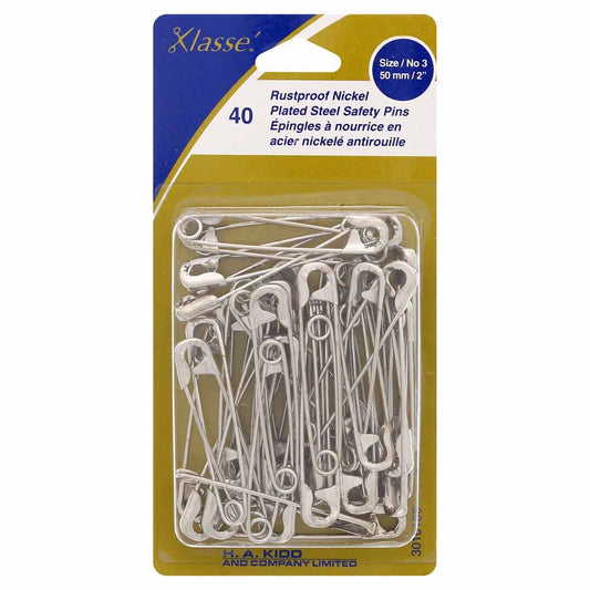 KLASSE Safety Pins 50 mm Size 3 40 Pack