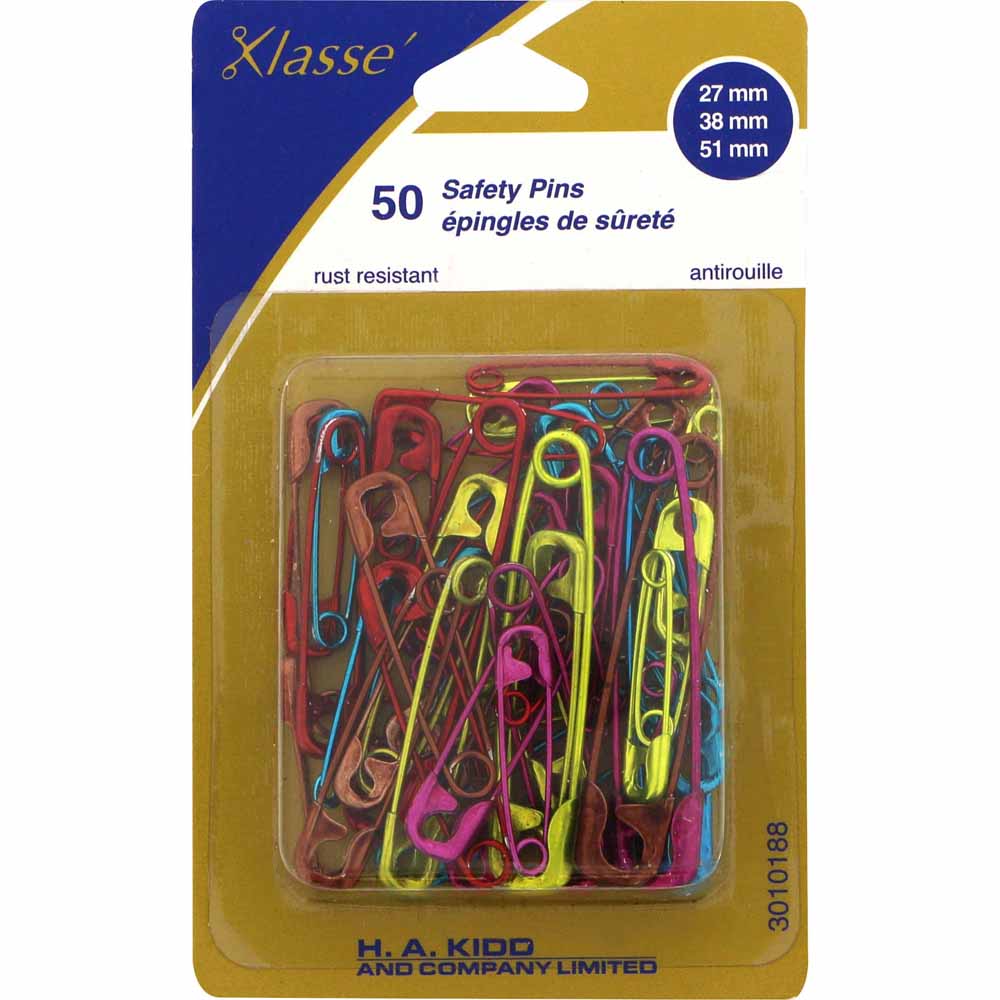 KLASSE Safety Pins Nickel-Plated Steel Size 2 38 mm, 50-Pack