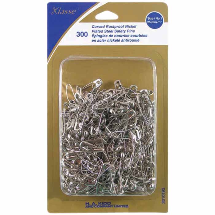 KLASSÉ Curved Safety Pins Quilting 25 mm (1") Size 1 300 Count