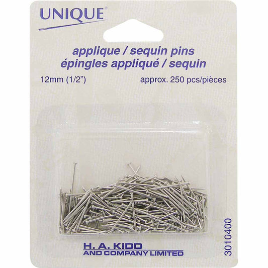 UNIQUE Sequin Pins – 12 mm (1/2 in) – Silver – 250 Pack