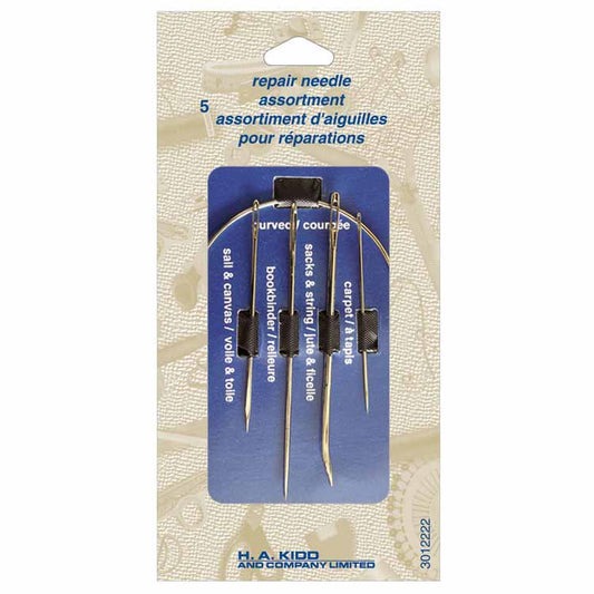 UNIQUE SEWING Repair Needle Assortment — Curved, Carpet, Sacks/String, Book Binder, Sail/Canvas (5 pcs)