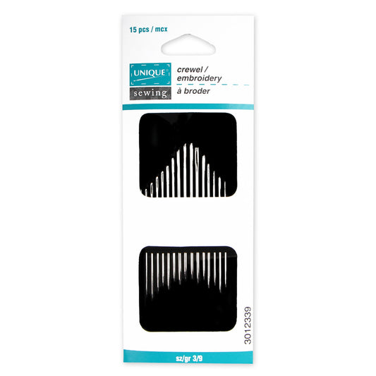 UNIQUE SEWING Crewel Needles – Sizes 3/9 – 15 pcs