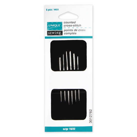 UNIQUE SEWING Counted Cross Needles – Sizes 18/22 – 6 pcs