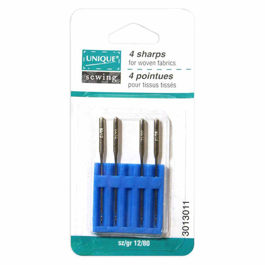 UNIQUE SEWING Sharps Sewing Machine Needles – 80/12 – 4 pcs
