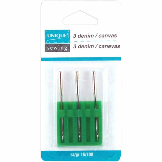 UNIQUE SEWING Denim/Jeans Sewing Machine Needles, Size 100/16 — 3 Pack
