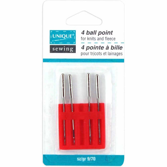 UNIQUE SEWING Ball Point Sewing Machine Needles, Size 70/9 — 4 Pack
