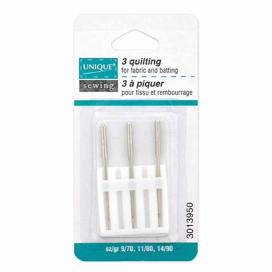 UNIQUE SEWING Quilting Machine Needles — Assortment 70/9, 80/12, 90/14 (3 pcs)
