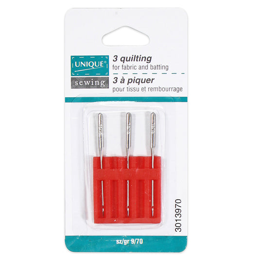 UNIQUE SEWING Quilting Machine Needles — Size 70/9 (3 pcs)