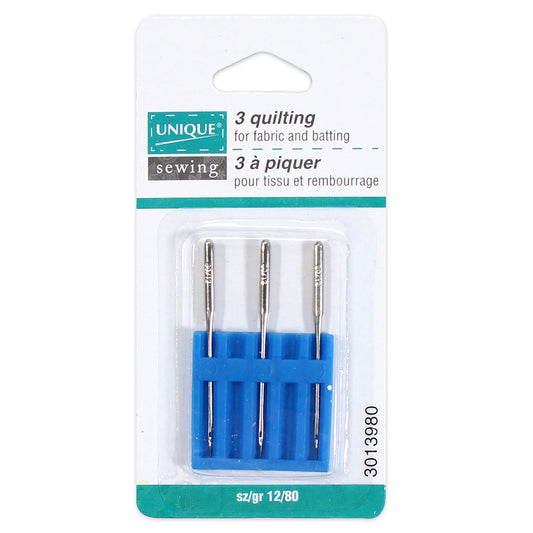 UNIQUE SEWING Quilting Machine Needles — Size 80/12 (3 pcs)