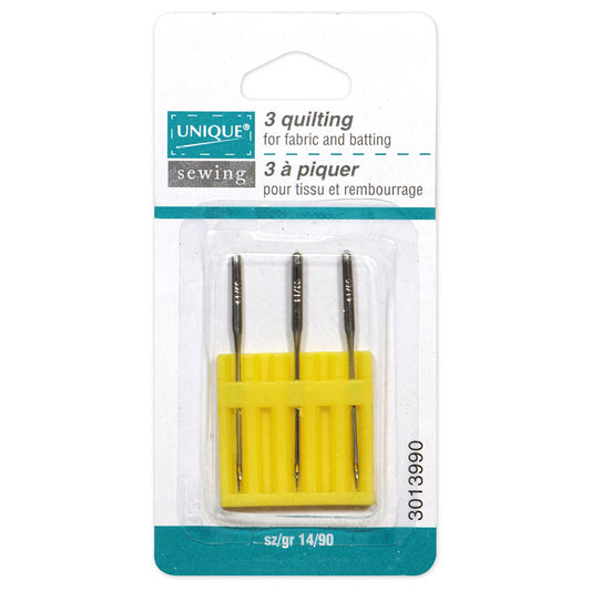 UNIQUE SEWING Quilting Sewing Machine Needles, Size 90/14 — 3 Pack