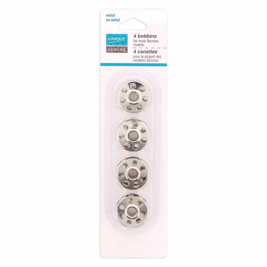 UNIQUE SEWING Metal Bobbins — Bernina, 7‑Hole, 4 pcs
