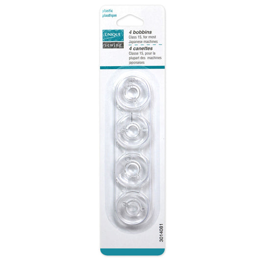UNIQUE SEWING Plastic Bobbins – Japanese Machines (Class 15) – 4 pcs