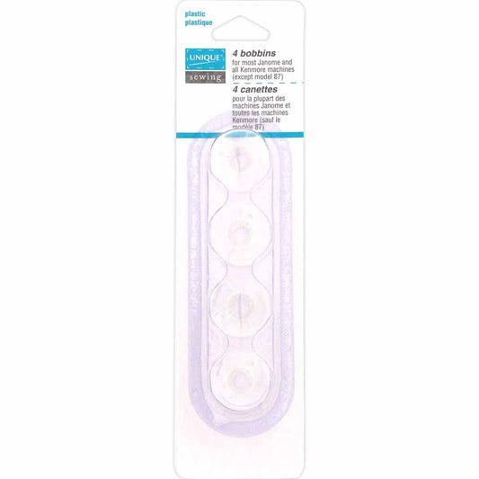 UNIQUE SEWING Plastic Bobbins — Japanese/Kenmore (Janome/Kenmore), 4 pcs