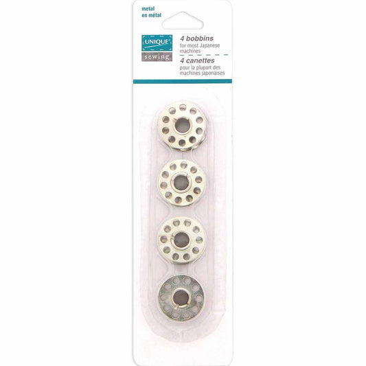 UNIQUE SEWING 10‑Hole Metal Bobbins – Japanese Machines – 4 pcs