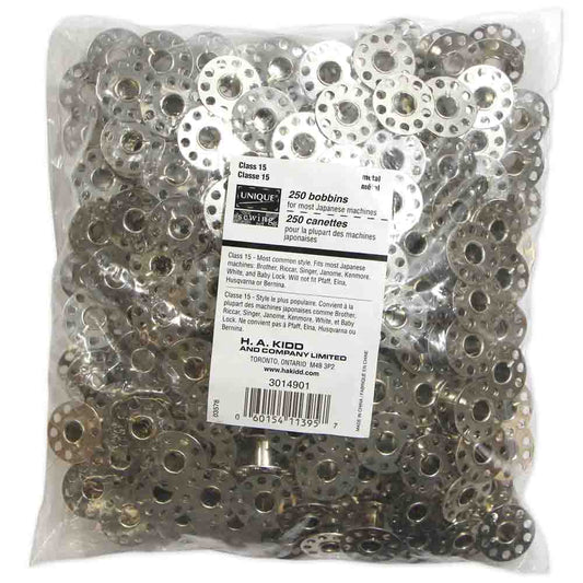 UNIQUE SEWING 10‑Hole Metal Bobbins – Japanese Machine – 125 pcs