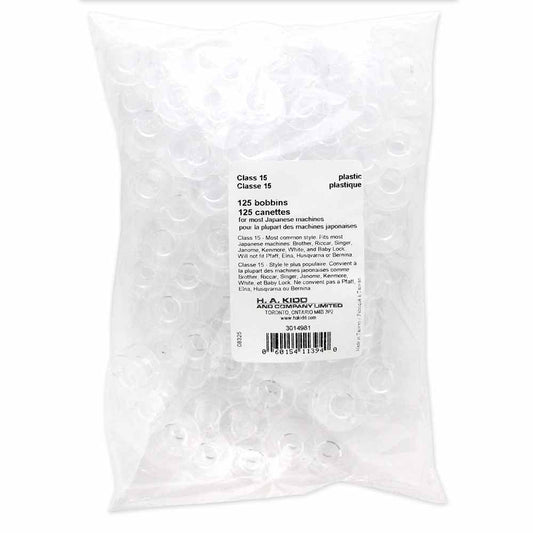 UNIQUE SEWING "Class 15" Plastic Bobbins – 125 pcs