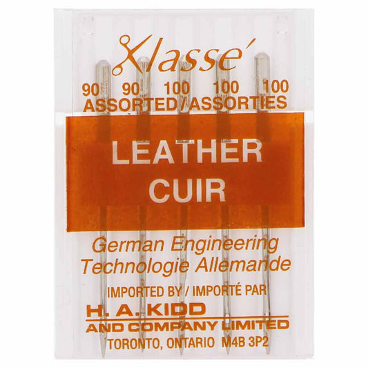 KLASSE Leather Needle Cassette Assorted Sizes 90/14, 100/16 5-Count