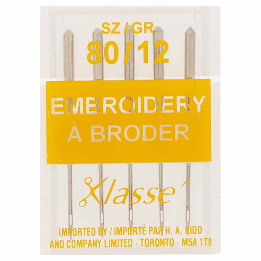 KLASSE Embroidery Needle Cassette Size 80/12 5-Count