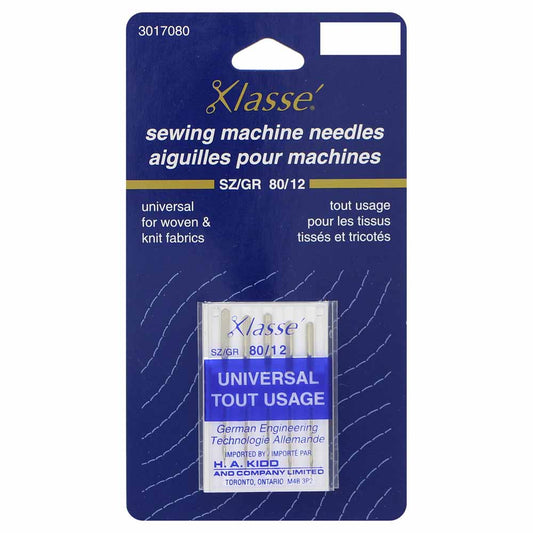 KLASSE Universal Sharps Sewing Machine Needles Sharps 80/12 5-Pack