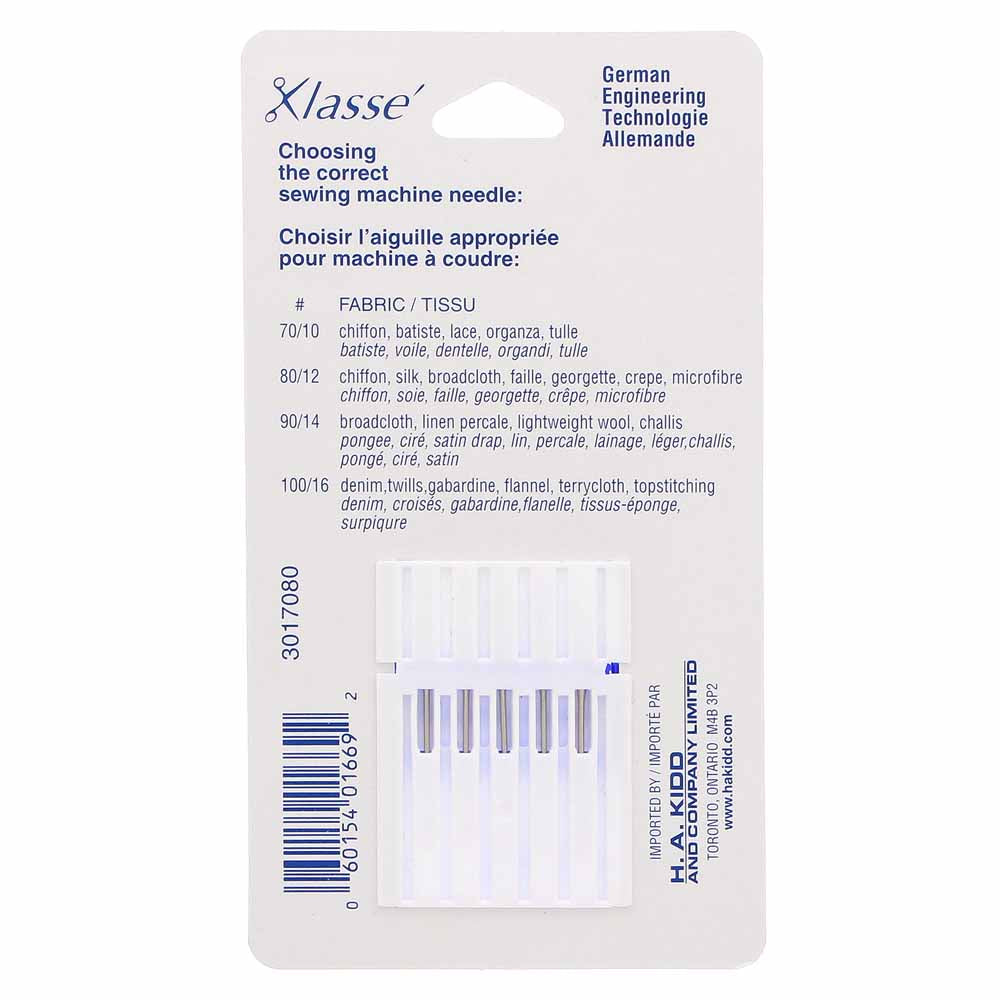 KLASSE Universal Sharps Sewing Machine Needles Sharps 80/12 5-Pack