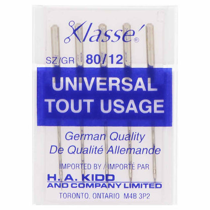 KLASSE Universal Sharps Sewing Machine Needles Sharps 80/12 5-Pack