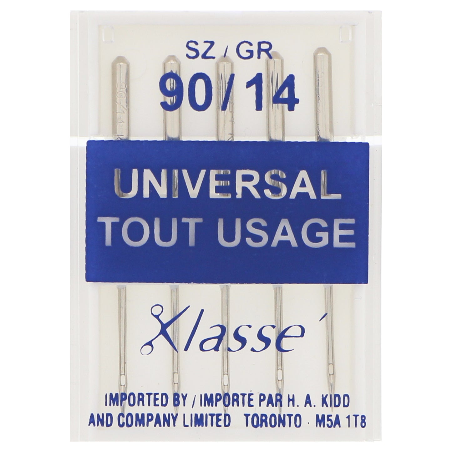 KLASSE Universal Sharps Sewing Machine Needles Sharps 90/14 5-Pack