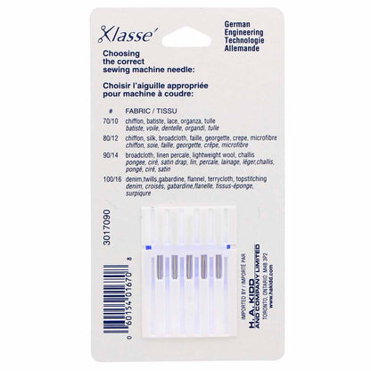 KLASSE Universal Sharps Sewing Machine Needles Sharps 90/14 5-Pack