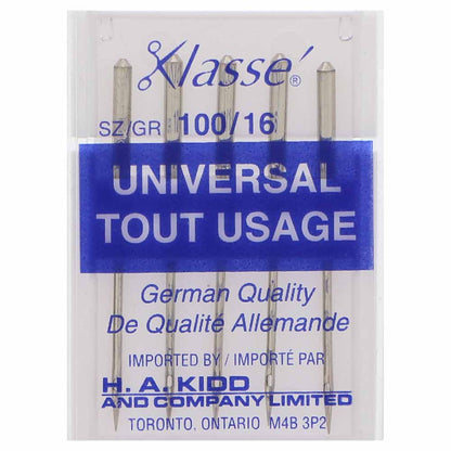 KLASSE Universal Sharps Sewing Machine Needles Sharps 100/16 5-Pack