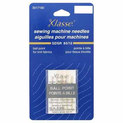 KLASSE Ball Point Sewing Machine Needles Ball Point 80/12 5-Pack