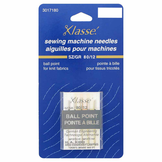 KLASSE Ball Point Sewing Machine Needles Ball Point 80/12 5-Pack
