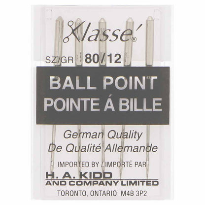 KLASSE Ball Point Sewing Machine Needles Ball Point 80/12 5-Pack