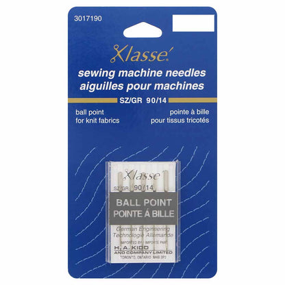 KLASSE Ball Point Sewing Machine Needles Ball Point 90/14 5-Pack