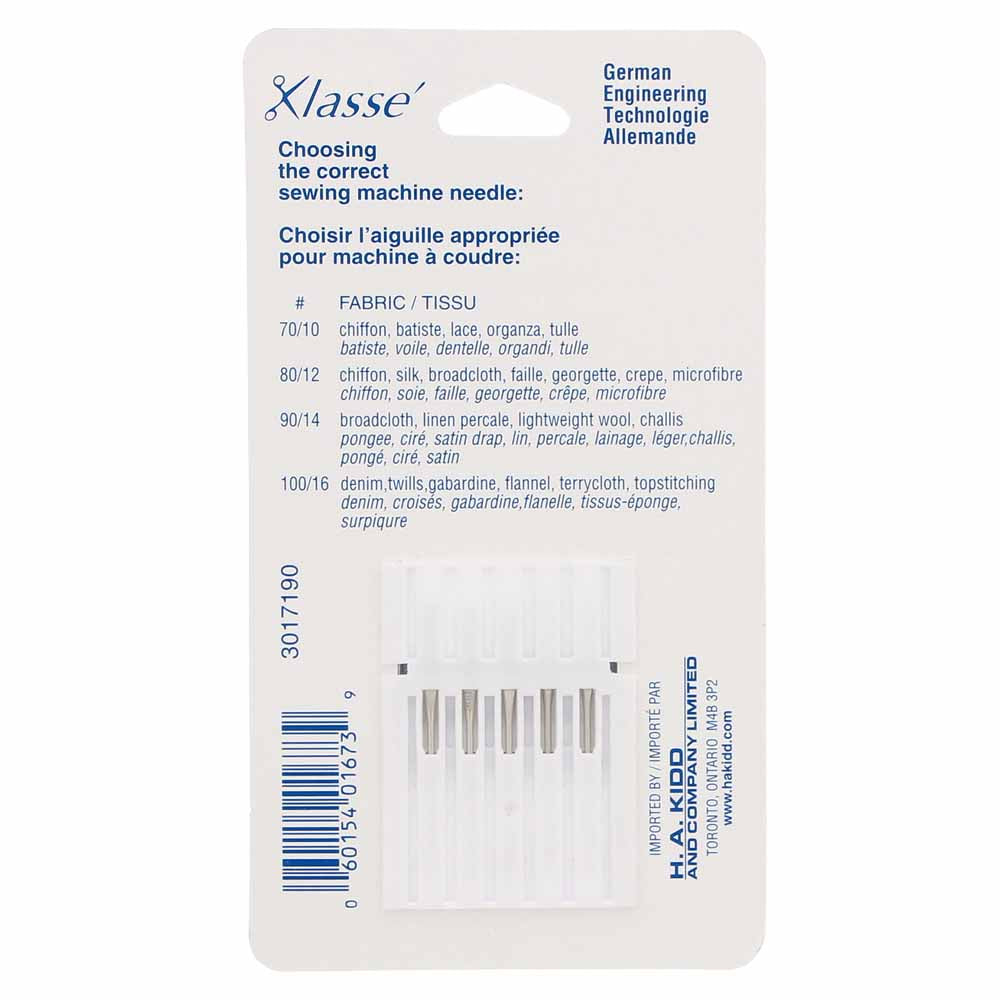 KLASSE Ball Point Sewing Machine Needles Ball Point 90/14 5-Pack